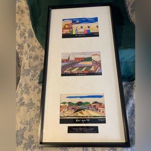 Set of 3 Framed & Matted Art Prints by Artist Dawn Brett 9/90 UK Cities